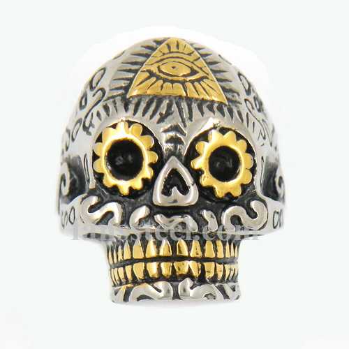 FSR12W69G triangle evil eye skull biker Ring